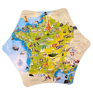 France Map Souvenir Cookie Tin Large Fresh Butter Galettes Eiffel Tower Paris